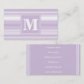 Monogramm lila Streifen Visitenkarte (Vorne/Hinten)