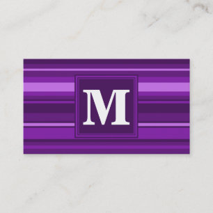 Monogramm lila Streifen Visitenkarte