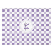 Monogramm-lila Ton-weißes Checkered Muster Tischdecke (Vorderseite (Horizontal))
