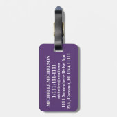 Monogramm Lila Tritone Streifen Gepäckanhänger (Rückseite vertikal)