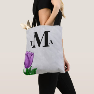 Monogramm-lila Tulpe Tasche