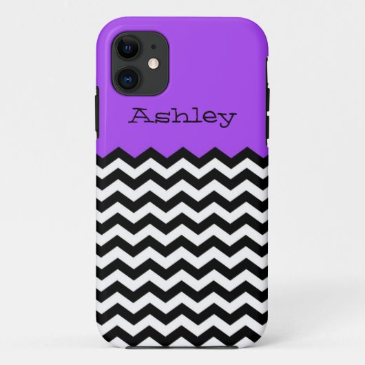 Monogramm, Lila u. weißes Zickzack iPhone /5S Case-Mate iPhone Hülle (Rückseite)