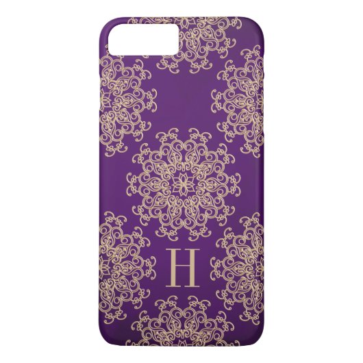 Monogramm Lila und Gold-Exotische Medallion Case-Mate iPhone Hülle (Rückseite)