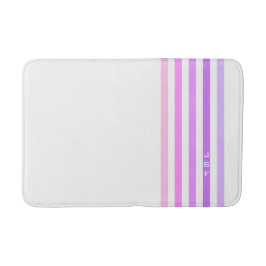 Monogramm lila und rosa vertikale Streifen Badematte