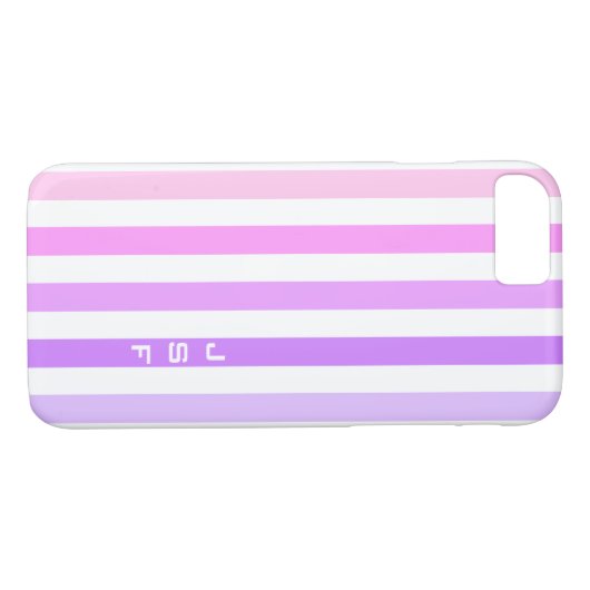 Monogramm lila und rosa vertikale Streifen Case-Mate iPhone Hülle (Rückseite (Horizontal))