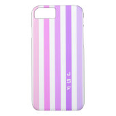 Monogramm lila und rosa vertikale Streifen Case-Mate iPhone Hülle (Rückseite)