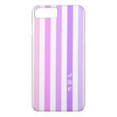 Monogramm lila und rosa vertikale Streifen Case-Mate iPhone Hülle (Rückseite)
