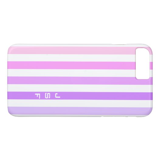 Monogramm lila und rosa vertikale Streifen Case-Mate iPhone Hülle (Rückseite (Horizontal))