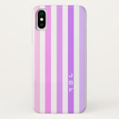 Monogramm lila und rosa vertikale Streifen Case-Mate iPhone Hülle (Rückseite)