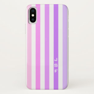 Monogramm lila und rosa vertikale Streifen Case-Mate iPhone Hülle
