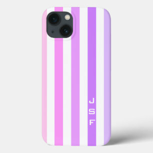 Monogramm lila und rosa vertikale Streifen Case-Mate iPhone Hülle