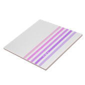 Monogramm lila und rosa vertikale Streifen Fliese (Seite)