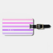 Monogramm lila und rosa vertikale Streifen Gepäckanhänger (Vorderseite horizontal)