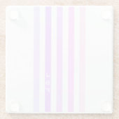 Monogramm lila und rosa vertikale Streifen Glasuntersetzer (Rückseite)