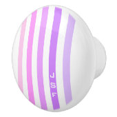 Monogramm lila und rosa vertikale Streifen Keramikknauf (Rechts)