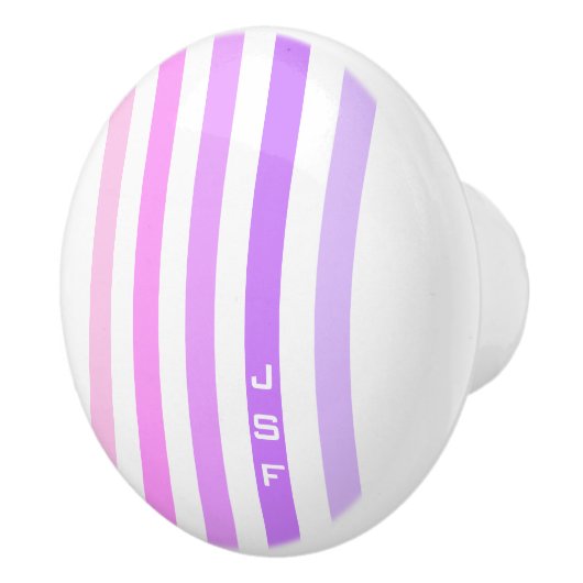 Monogramm lila und rosa vertikale Streifen Keramikknauf (Rechts)