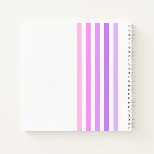 Monogramm lila und rosa vertikale Streifen Notizblock (Rückseite)