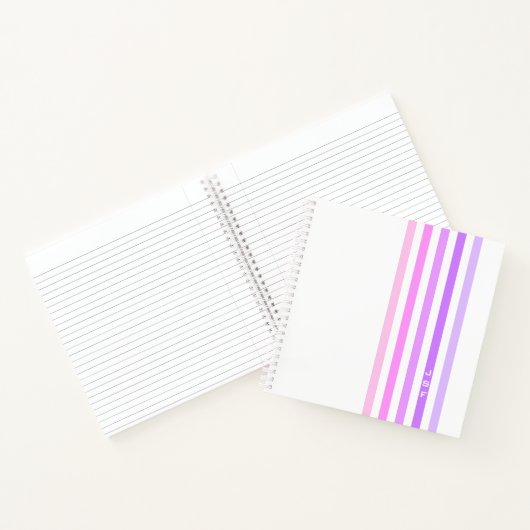 Monogramm lila und rosa vertikale Streifen Notizblock (Innenseite)