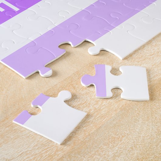 Monogramm lila und rosa vertikale Streifen Puzzle (Seite)