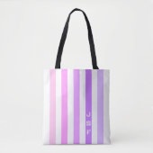 Monogramm lila und rosa vertikale Streifen Tasche (Vorderseite)