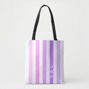 Monogramm lila und rosa vertikale Streifen Tasche