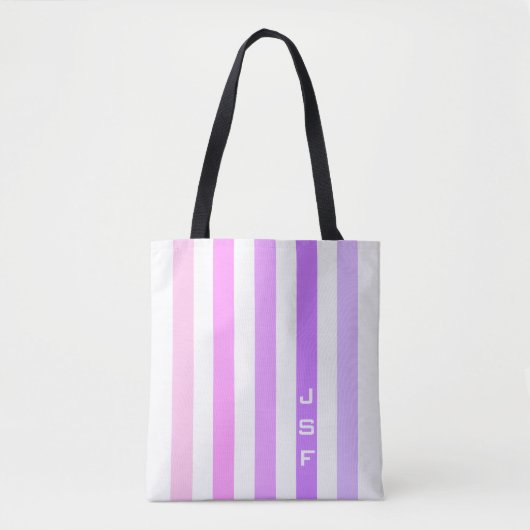 Monogramm lila und rosa vertikale Streifen Tasche (Vorderseite)