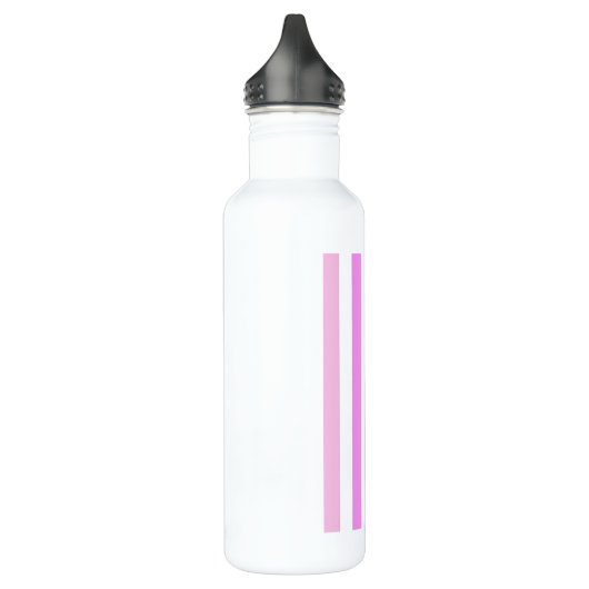 Monogramm lila und rosa vertikale Streifen Trinkflasche (Links)
