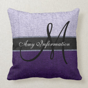 Monogramm Lila und Silber Elegant Kissen