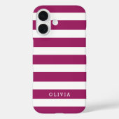 Monogramm Lila und weiße Streifen Case-Mate iPhone Hülle (Rückseite)