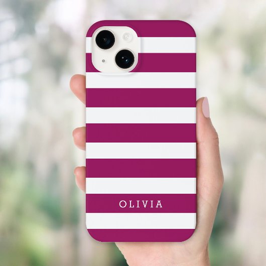 Monogramm Lila und weiße Streifen Case-Mate iPhone Hülle