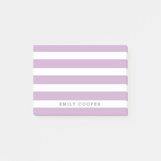 Monogramm Lila und weiße Streifen Post-it Klebezettel (Vorderseite)