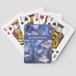 Monogramm lila-weiße abstrakte Streifen Spielkarten