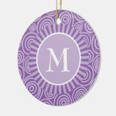 Monogramm Lila weiße Spiralen - Personalisiert Keramik Ornament (Links)
