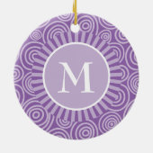 Monogramm Lila weiße Spiralen - Personalisiert Keramik Ornament (Hinten)