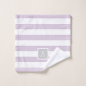 Monogramm Lilac und graue Streifen | Editierbare F Badhandtuch Set (Waschlappen)