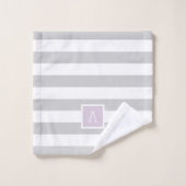 Monogramm Lilac und graue Streifen | Editierbare F Badhandtuch Set (Waschlappen)