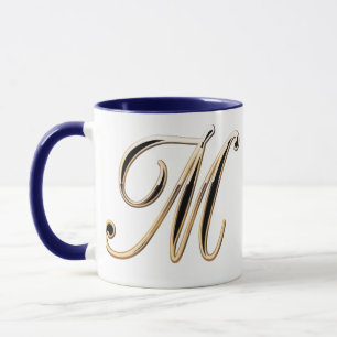 Monogramm-Lilien-Art 2 des Buchstabe-"M" doppelte Tasse
