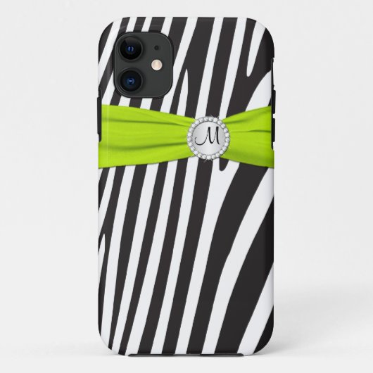 Monogramm Limon, Schwarz, Weiß Zebra gestreiftes i Case-Mate iPhone Hülle (Rückseite)