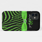 Monogramm Limon, schwarzer GlitzerZebra iPhone 5 Case-Mate iPhone Hülle (Rückseite (Horizontal))