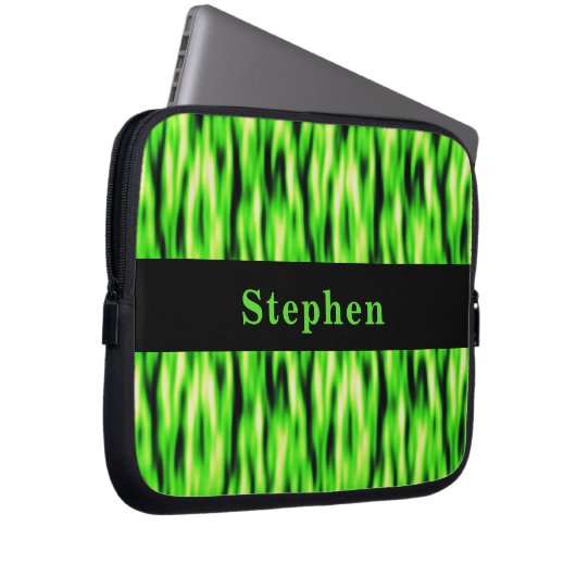 Monogramm-Limone grüne abstrakte Laptopschutzhülle (Vorne Rechts)