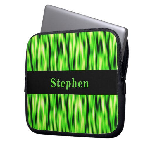 Monogramm-Limone grüne abstrakte Laptopschutzhülle (Vorderseite Links)