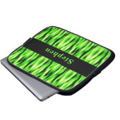 Monogramm-Limone grüne abstrakte Laptopschutzhülle (Vorne Knopf)