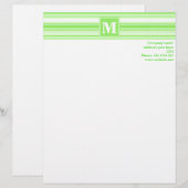 Monogramm lindgrüne Streifen Briefkopf (Vorne/Hinten)