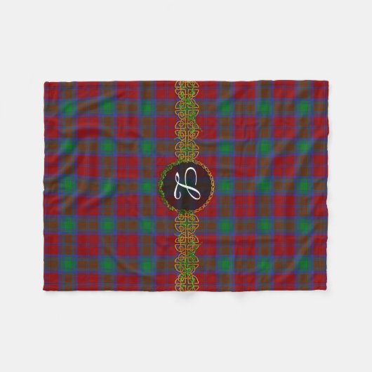 Monogramm-LindsayTartan Fleecedecke (Vorderseite (Horizontal))