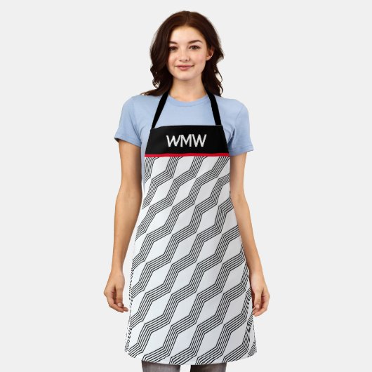 Monogramm-Linearmuster-Druck über Schürze (Getragen)