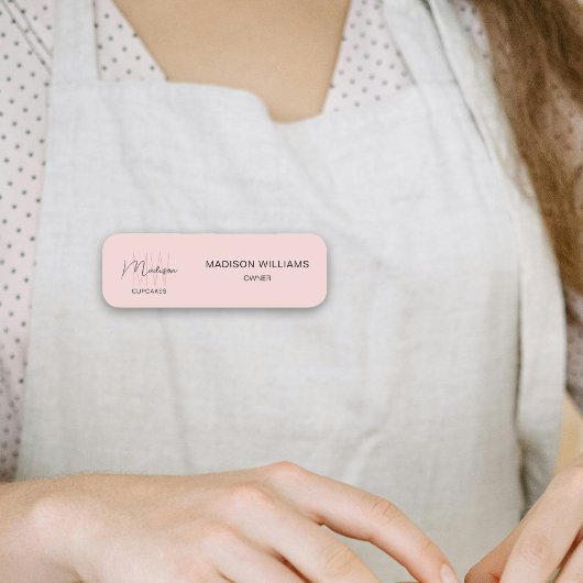 Monogramm-Logo Bäckerei Pink Namensschild