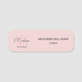 Monogramm-Logo Bäckerei Pink Namensschild (Vorderseite)