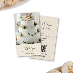 Monogramm-Logo-Bäckereikuchen Beige Visitenkarte