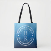 Monogramm-Logo blauer Ombre Tasche (Vorderseite)