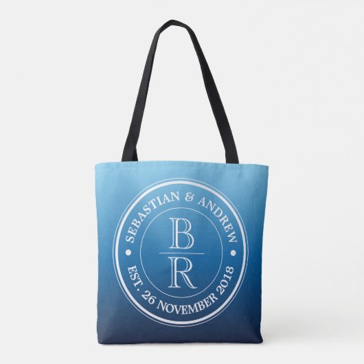 Monogramm-Logo blauer Ombre Tasche (Rückseite)